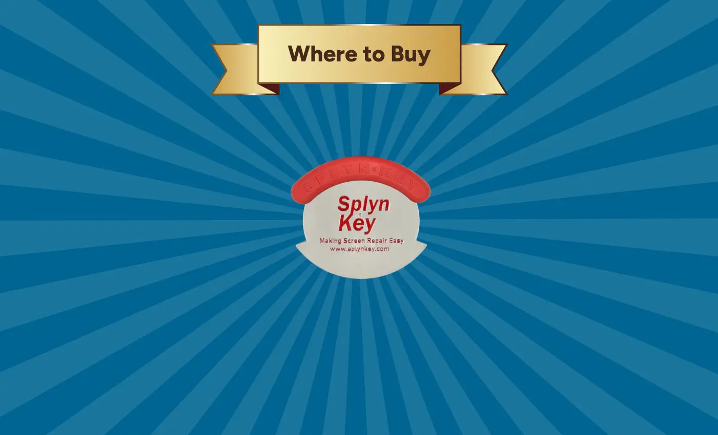 Logo of Splyn Key with a 'Where to Buy' banner on a blue background.